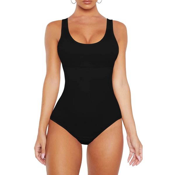 VVX Bodysuit for Women - Tummy Control Seamless Tops Compression Butt Lifting Shapewear Bodysuits - Black M/L