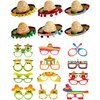 Janinka 18 Pcs Cinco De Mayo Fiesta Party Supplies Straw Sombrero Headbands Paper Eyeglasses, Mexican Theme Party Decor (Classic Style)