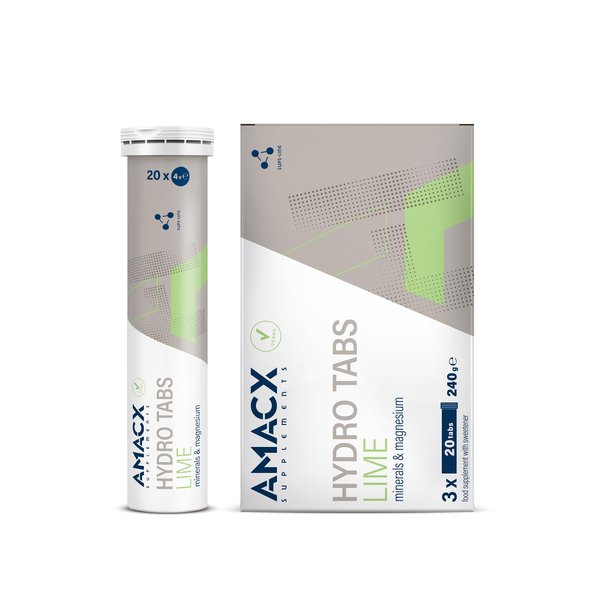 Amacx Hydro Tabs Electrolyte Tablets with Vitamin C, Magnesium Effervescent Tablets, 3 x 20, Hydration for Endurance Athletes, Isotonic Drinks, Recovery Drink for Mineral Balance – Lime