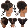 Mannequin Head 100% Human Hair Training Head Afro Hair Manikin Head Manikin Head for Braiding Practice for Hair Styling Salon Training Head Cosmetology Braiding Practice Head Hairdresser