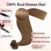 SEGOHAIR U Tip Hair Extensions Human Hair Pre Bonded Extensions Keratin Fusion Extensions K Tip Hair Extensions Real Human Hair Silky Straight Natural 50g/100 Stands 16" Light Brown