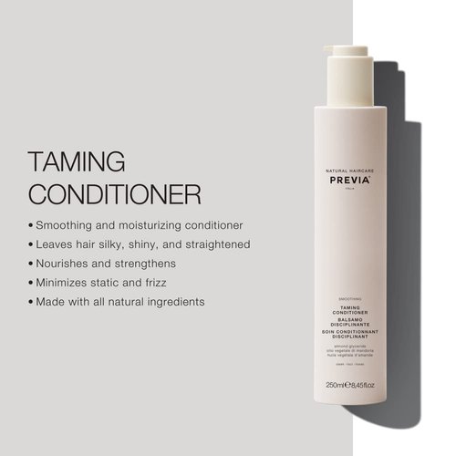 PREVIA Smoothing Taming Conditioner - Anti-Frizz Deep Conditioning Treatment with Almond Extract (8.45 oz)
