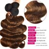 UNice Brown Highlight Body Wave Human Hair Weave 3 Bundles 14 16 18 inch, Brazilian Remy Hair Ombre Blonde Human Hair Wavy Weaves Sew in Piano Color TFB30