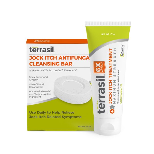 terrasil Jock Itch Antifungal Cream Extra Strength + Jock Itch Soap, Clinically Proven Clotrimazole, Effective Jock Itch Treatment & Relief (50g Tube + 75g bar) 2-Product Care Kit