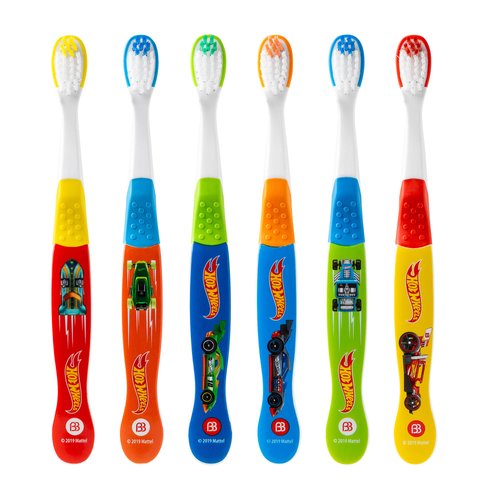 Brush Buddies 6-Pack Hot Wheels Toothbrush for Kids, Kids Battery Powered Toothbrushes, Toothbrush Pack, Soft Bristle Toothbrushes for Kids, Toddler Toothbrush Ages 2-4, Multicolor