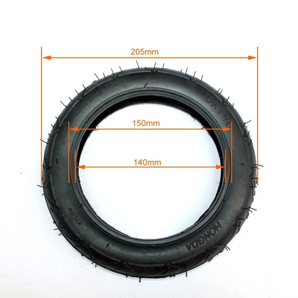 8" Pneumatic Wheel With Inner Tube For Kickscooter Scooter Wheel Size 8x1 1/4 Aluminium Alloy Hub 32mm Width Wheel With Bearings (outer tire)