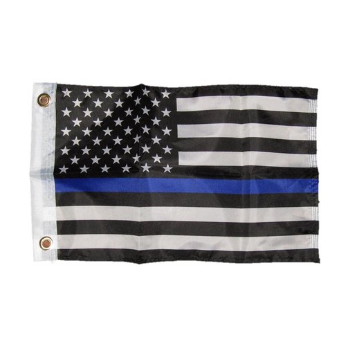 AES 12x18 12"x18" Police Blue Line Memorial USA Motorcycle Flag Brass Grommets