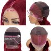 99j Burgundy Lace Front Wigs Human Hair Body Wave 13x4 HD Glueless lace Frontal Wigs Human Hair Pre Plucked hair Bleached Knots 180% Density wigs for women Wine Red Colored Brazilian virgin 24inch