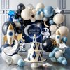 Outer Space Balloon Arch Kit, Navy Blue And White Grey Sea Blue Moon Star Foil Balloon for Boy Kids Space Birthday Astronaut UFO Theme Graduation Party Over The Moon Baby Shower Decorations