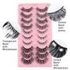 Uranian False Eyelashes with Glitter Natural Look Faux Mink Lashes Fluffy Wispy Fake Eyelashes Thick Lash Clusters Eye Lash Extension Luxury Rhinestone False Eye Lashes for Women (10 Pairs)