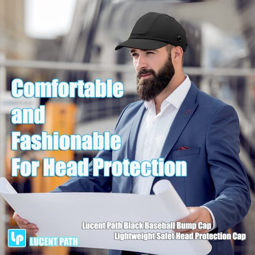 Lucent Path Black Baseball Safety Bump Cap Helmet Hard Hat for Head Protection