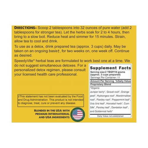SpeedyVite Kidney Bladder LifeBoost Tea Herbal Supplement - USDA Organic Cleanses & supports urinary tract health - Marshmallow root Dandelion Goldenrod Juniper Hydrangea +more Natural Detox