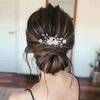 YBSHIN Flower Bride Wedding Hair Comb Silver Rhinestone Hair Pieces Leaf Bridal Hair Accessories for Women and Girls (Style 5)