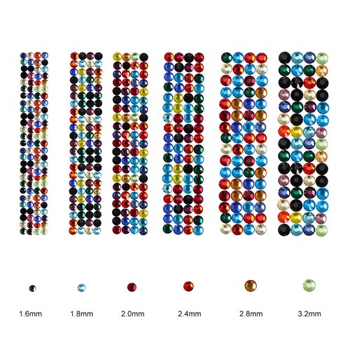 Jollin 3456pcs Flatback Rhinestones Glass Charms Diamantes Gems Stones for Nail Art 6 Size ss4~ss12 Color Mixed