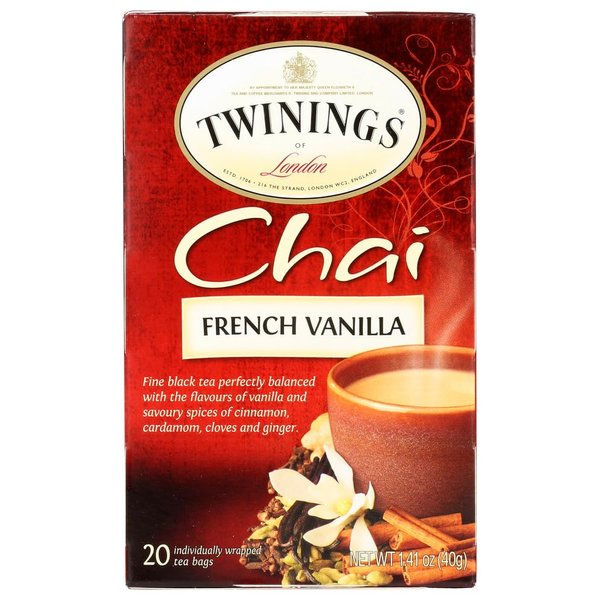Twinings of London French Vanilla Chai Tea Bags 1.41 Ounces - 1 Box
