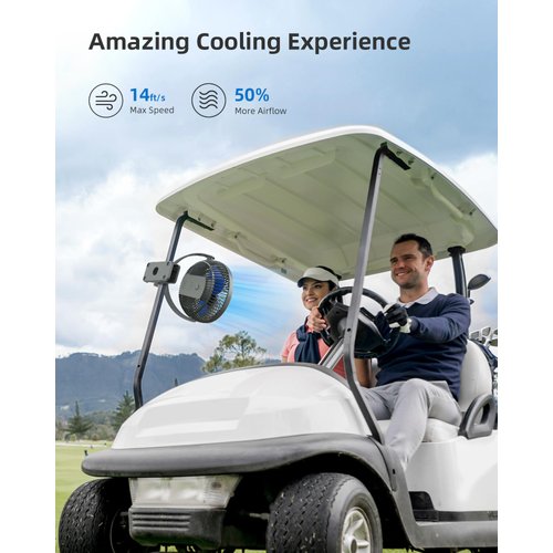 Koonie 10000mAh Rechargeable Portable Fan, 8-Inch Battery Operated Small Clip on Fan, USB Car Fan 4 Speeds, Sturdy Clamp for Office Desk Golf Cart Stroller Outdoor Travel Camping Tent Gym Treadmill