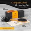 Belula Men's Hair Grooming Set: Boar Bristle Brush, Nylon Pin Brush, Wooden Comb, and Travel Bag for Styling