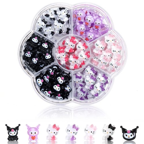 77 Pcs Nail Charms, TemBelle Slime Charms, Resin Flatbacks 3D Nail Charms for Nail Art Decorations Supplies, DIY Art Nail,Hair Clips, Refrigerator Magnets, Dress Up and Phone Cases Etc (7Colors)