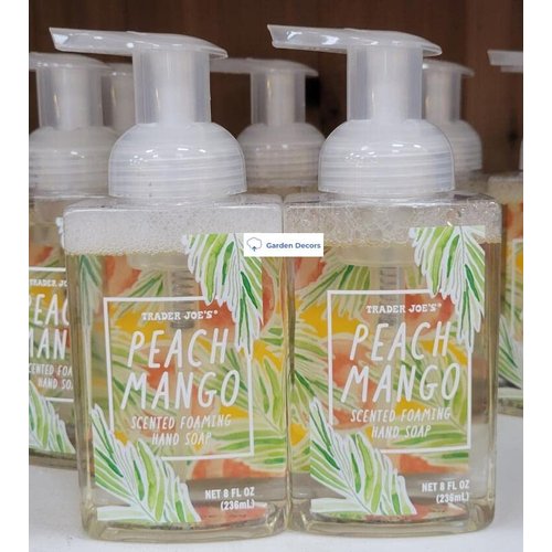 Trader Joe's Peach Mango Scented Foaming Hand Soap 8fl oz 236ml (Two Bottles)