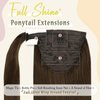 Full Shine Brown Hair Ponytail Extension Real Hair Medium Brown Wrap Around Ponytail Straight Ponytail Hair Extensions for Women Short Hair 70Grams 12Inch