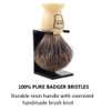 Parker 100% Pure Badger Bristle Shaving Brush - Brush Stand Included - Faux Ivory Handle
