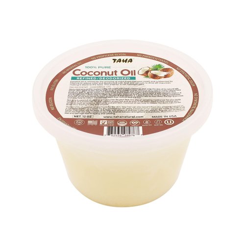 TAHA Natural Coconut Oil, Refined, All-in-One Nourishment for Hair & Body, Protecting & Moisturizing, Great for Sensitive Skin, Neutral Scent, 12 Oz (Pack of 1)