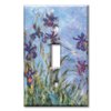 Art Plates - 1 Gang Toggle Decorative Metal Wall Plate - One Gang Light Switch Plate Cover - Monet: Irises - (Made in USA)