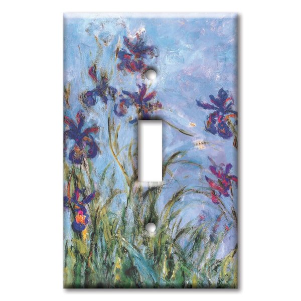 Art Plates - 1 Gang Toggle Decorative Metal Wall Plate - One Gang Light Switch Plate Cover - Monet: Irises - (Made in USA)