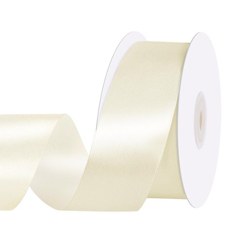 woric Double Faced Ivory Ribbon 1 1/2 inch 30 Yards Cream Satin Ribbon for Flower Bouquet Bows Crafts Gift Wrapping Wedding Home Decorations