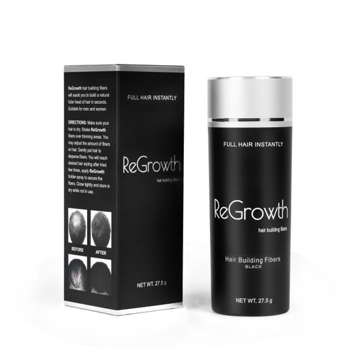 Regrowth Hair Building Fibers (BLACK) 27.5 Hair Fiber for Thinning Hair & Bald spots Hair Loss Concealer in seconds Hair Thickening Fibers for Men & Women