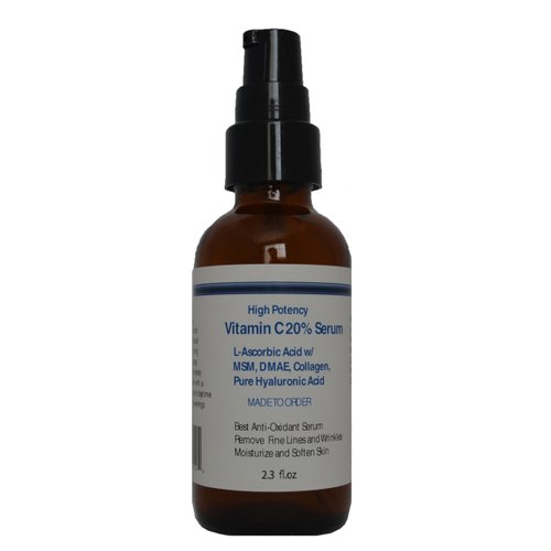 Vitamin C 20% serum with MSM, DMAE, Collagen, and Hyaluronic Acid (2.3 fl.oz)