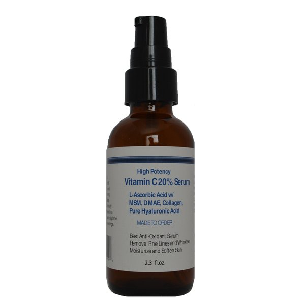 Vitamin C 20% serum with MSM, DMAE, Collagen, and Hyaluronic Acid (2.3 fl.oz)