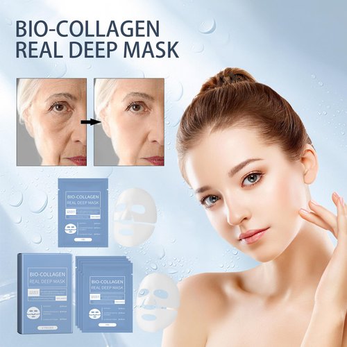WOLPARS Collagen Mask, Collagen Face Mask, Deep Collagen Lifting Mask,Bio-Collagen Real Deep Mask,Bio Collagen Face Mask (5pcs)