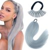 Kediciz Ponytail Extension Warp Around Pony Tail with Hair Tie 24inch Long Synthetic Yaki Straight Braiding Hair Ponytail DIY Braided for Women Girls Daily Party Cosplay,Slivey Grey