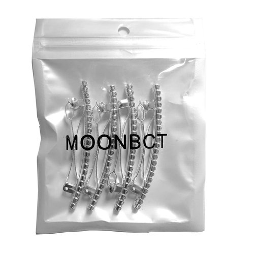 MOONBCT Small Sparkly Rhinestone Beads Metal Bow Hair Barrettes Spring Hair Grip Clips Silver Ponytail Holder Side Clips Crystal Hair Accessories for Girl Thin Hair