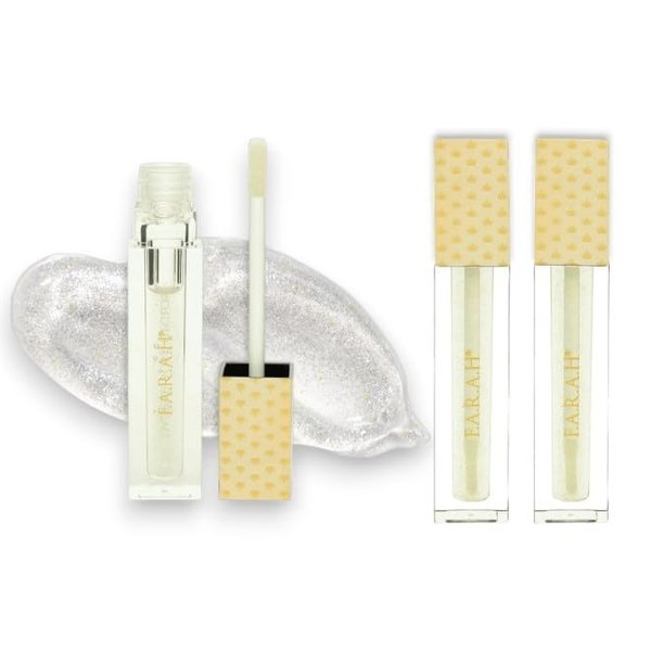 F.A.R.A.H 3 Pack DAZZLE BO$$ Lip Gloss - SHEESHA - Gold Glitter with Vitamin E and Jojoba Oil for Hydrated, Soft, and Nourished Lips