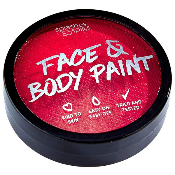 Water Activated SFX Face and Body Paint - Red Face Paint, Special Effects Makeup 18g Cake Tub - Pretend Costume and Dress Up Makeup - Great For Halloween Party and Cosplay by Splashes & Spills