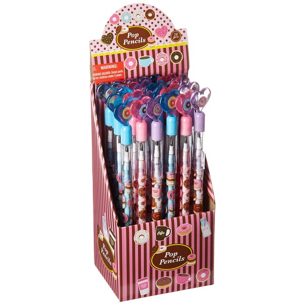 TINYMILLS 24 Pcs Donuts Multi Point Stackable Push Pencil Assortment with Eraser for Donut Party Favor Prize Carnival Goodie Bag Stuffers Classroom Rewards Stocking Stuffers