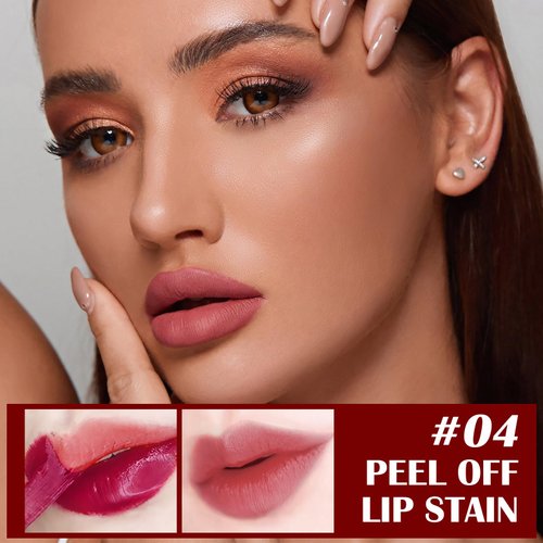 YBUETE Peel Off Lip Liner Stain, Peel Off Lip Stain with Matte Finish, Peel Off Mask Tint, Waterproof, Long Lasting, Transfer Proof Red Lip Tint, Highly Pigmented Color