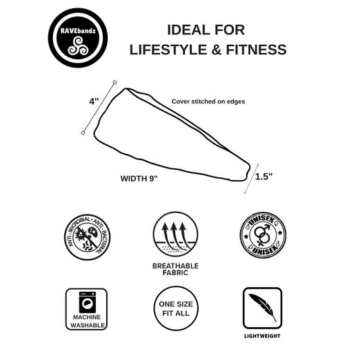 RAVEbandz! PRO Wide Stretch Non Slip Hair Bands– Moisture Wicking, Lightweight, Breathable Fabric Headbands – Unisex Designs for Everyone – for Sports, Workouts, Style (Tacos)