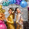 Winrayk Disco Party Decorations Birthday Supplies with Metallic Disco Balloon Garland Arch Kit Silver Sequin Backdrop Disco Ball Balloons for Adult Women Men 70s 80s 90s Disco Themed Party Decorations