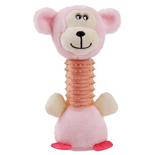 Pet Life ® Totty-Chew' Plush and Rubber Squeaking Newborn Teething Cat and Dog Toy