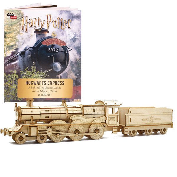 Harry Potter Hogwarts Express Train 3D Wood Puzzle & Model Figure Kit (148 Pcs) - Build & Paint Your Own 3-D Book Movie Toy - Holiday Educational Gift for Kids & Adults, No Glue Required, 12+