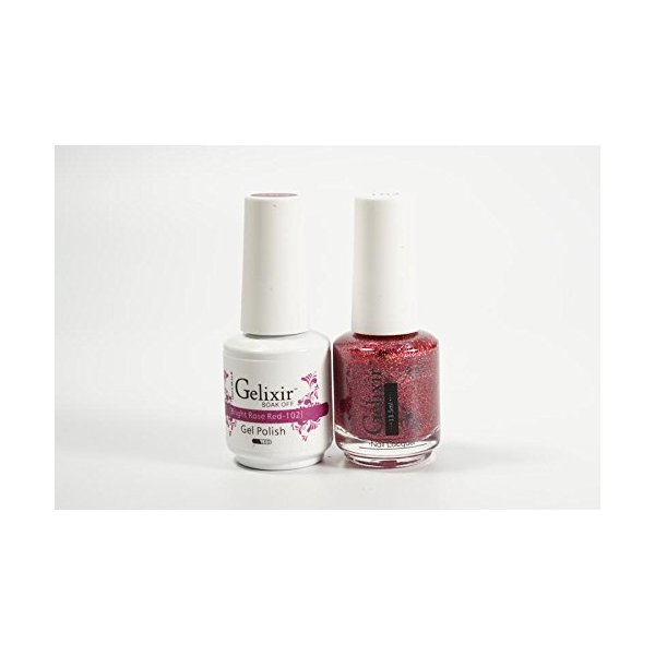 Gelixir Duo Matching Gel and Nail Polish, Made in USA. (102-Bright Rose Red)