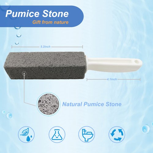 8 Pack Pumice Stone for Toilet Cleaning with Handle, Pumice Scouring Stick, Toilet Cleaning Brush, Powerfully Remove Hard Water Rings, Calcium Buildup, Limescale Stain