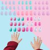 SIUSIO 120 Pcs 5 Pack Children Acrylic Fake Nails Press on Pre-glue Full Cover Glitter Gradient Color Rainbow Short False Nail Art Kits Set for Kids Little Girls - Multicolor Gradient Series