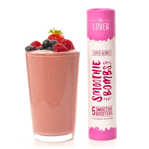 Smoothie Bombs Blender Boosters - Super Berries Mix, Acai, Goji berry, Cranberry, Cherry, Superfood ingredients, Gluten-Free, Vegan, 5 Bombs Per Tube