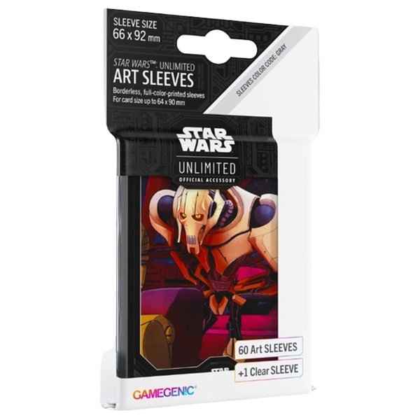 Star Wars Unlimited General Grievous Art Sleeves - Officially Licensed Pack of 60 Art Sleeves and 1 Clear Sleeve, Optimized Size for Star Wars Unlimited and Other TCG and LCG Games, Made by Gamegenic