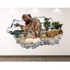 Wild Dinosaur Wall Decal Art Decor 3D Animal Sticker Mural Kids Room Vinyl Custom Gift BL44 (22"W x 14"H)