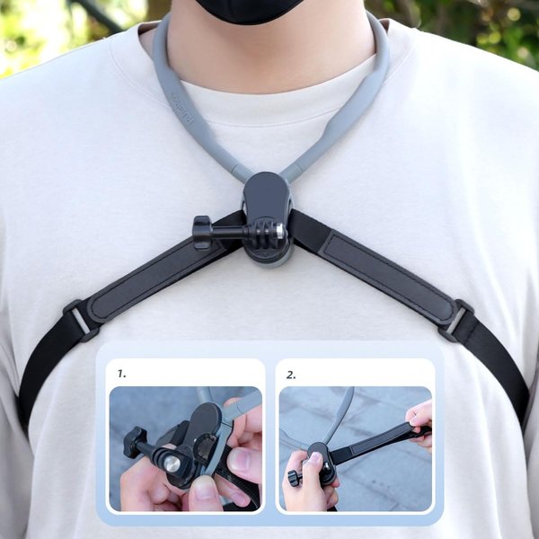 Lupholue POV Neck Mount with Chest Strap Extendable Arm Smartphone Mount Compatible with GoPro Hero 12 11 10 9 8 Session DJI AKASO APEMAN Xiaomi Yi SJCAM Action Camera